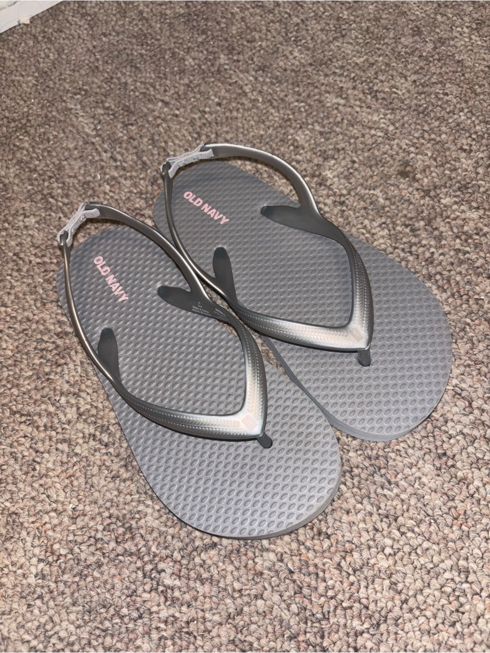 Old Navy Girls Gray Flip Flops - Casual Beach Sandals